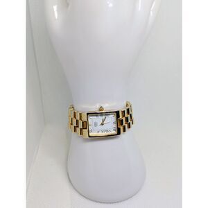 Vintage Giorgio Beverly Hills Gold Tone Tank Watch with Roman Numeral Dials